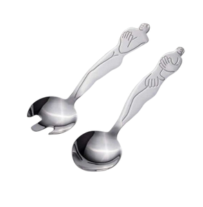 Fabricant et exportateur Nouveau design de service à salade en métal argenté avec poignée en métal Ensemble de couverts de meilleure qualité - Product Image 1