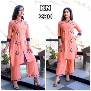 Nuevo look Kurti negro con pantalón blanco para mujer - Product Image 2