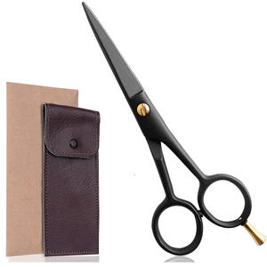 Ciseaux de coiffeur allemands en acier inoxydable de 5 ''avec poignée en céramique ciseaux de toilettage pour barbe moustache couleur noire - Product Image 2