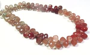 Cuentas de gemas de Briolette de labradorita Andesina Natural, 6-7mm, lágrima facetada, 8 pulgadas, hebra, piedras preciosas Rojas sueltas - Product Image 4