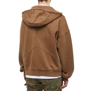 Sweat à capuche personnalisé de haute qualité, lourd, surdimensionné, à épaules tombantes, double fermeture éclair, uni, personnalisable, à fermeture éclair - Product Image 2