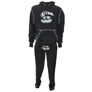 Econex Sports OEM Custom Men's Contrast <b>Stitch</b> 100% Cotton Lightweight Loose Fit 2 Piece Hoodie Sweatpants Print <b>Tracksuits</b> - Product Image 1