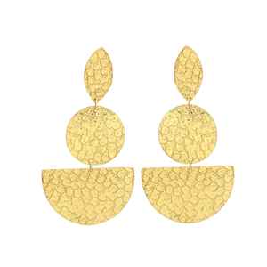 Recién llegado, pendiente largo de borlas chapado en oro con diseño de arquitectura, pendientes de latón, diseño clásico para mujeres y niñas - Product Image 1