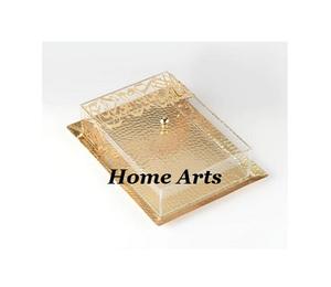 Plateau de service alimentaire en bois de forme ronde avec couvercle en tissu, lot de 2 tailles différentes, plateau pour dattes et bonbons au meilleur prix - Product Image 6