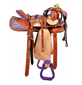 Selle de cheval en cuir Western Pleasure pour la randonnée, fabrication pakistanaise, selle de course équestre, vente en gros, design à siège haut, randonnée à cheval - Product Image 5