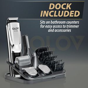 Kit de toilettage pour homme 21 pièces, rasoir électrique, tondeuse à poils de nez, tondeuse à cheveux sans fil, étanche, alimentée par batterie, tondeuse à moustache - Product Image 5