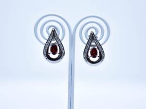 ต่างหูโกเมนธรรมชาติเงินสเตอร์ลิง925เครื่องประดับดีไซน์หรูหราสำหรับผู้หญิงของขวัญวันครบรอบแต่งงานต่างหูทำด้วยมือแบบสมัยใหม่ - Product Image 4