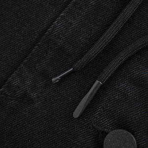 Vente de gros Veste camionneur à capuche en jean noir personnalisé surdimensionné pour femmes - Product Image 3