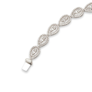 Tendance Bracelet personnalisé en forme de poire personnalisé de haute qualité Bracelet de tennis en or 14 carats avec diamant rond et baguette naturel - Product Image 3