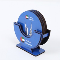 Sous-verres de style Dubaï de haute qualité (lot de 4) avec support personnalisé (avec boîte) MDF Laminage brillant EVA