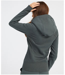 Sudadera con capucha de lana con cremallera completa de lujo para mujer, deportes de invierno, ropa para correr, secado rápido, transpirable, agujeros para el pulgar, sudaderas con capucha para mujer - Product Image 2