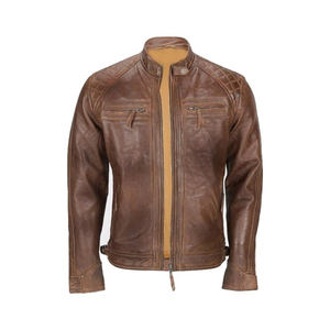 Chaqueta de cuero genuino de motocicleta clásica OEM personalizada con logotipo impreso reflectante posición frontal con revestimiento de primera calidad con capucha a prueba de viento - Product Image 5