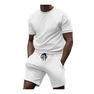 Tenues hommes décontracté pull rabattu contraste couleur personnalisée à manches courtes contraste couleur Shorts ensemble athlétique hommes Shorts ensemble - Product Image 6