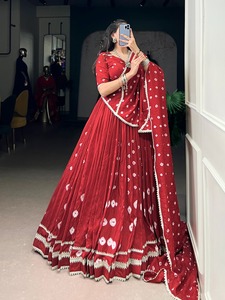 Modal lourd Lehenga Choli Bandhej imprimé fête traditionnelle porter séchage rapide toutes les saisons avec dentelle retouche - Product Image 2