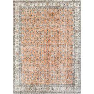 Alfombra de Lana Anudada a Mano de Gran Tamaño, Estilo Vintage, Pae-1525, Patrón Floral Rojo Naranja, para Sala de Estar, Pasillo, Rectangular, para Adolescentes - Product Image 1