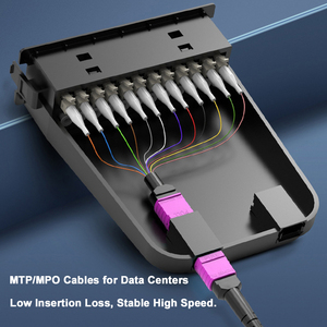ระบบสายไฟความเร็วสูง40g 100G 400g สาย MTP MPO OM4 OM5สายลำต้น12F ใช้งานเครือข่าย QSFP28/24F UPC Type B 5M 10M 15M - Product Image 5