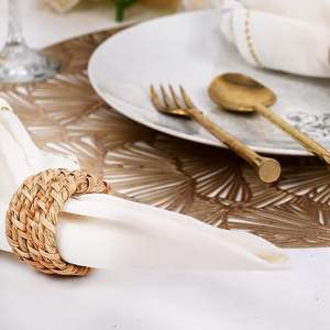 Servilleteros de ratán de estilo costero de 1,5 \ "hechos a mano, decoración de mesa de comedor para bodas y fiestas almacenadas - Product Image 4