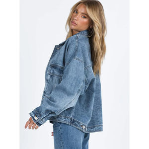 ใหม่แจ็กเก็ตยีนส์ฟอกวินเทจของผู้หญิงมีกระดุมแบบลำลองระบายอากาศได้ตามต้องการมีกระดุมย้อมสี - Product Image 3