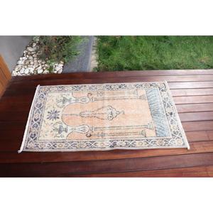 Alfombra Turca Vintage de 2.3x4.1 pies, Alfombra de Lana Ikat Azul - Product Image 3