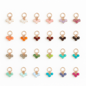 Abalorios de piedras preciosas de Aventurina verde chapados en oro Colgantes de racimo de 3 cuentas para la fabricación de joyas, abalorios de piedra natal hechos a mano - Product Image 5