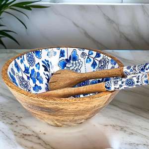 Bol à salade rond lisse en bois de hêtre Bol de service en bois pour salade de fruits frais et repas de famille - Product Image 5