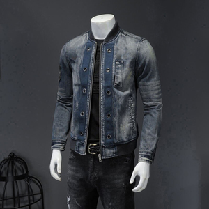Veste en jean bleu décontractée pour homme, style unique et tendance, veste pilote décontractée, vêtements d'extérieur, jeans de moto, manteaux - Product Image 4