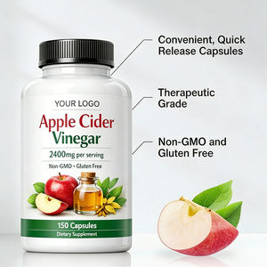 Nouvelles capsules de vinaigre de <span class=keywords><strong>cidre</strong></span> de pomme biologique naturel végétalien 2400 mg sans OGM sans gluten 150 unités Complément alimentaire pour la santé digestive - Product Image 2