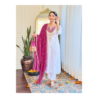 Ensemble Kurta Pant Dupatta Élégant pour Femmes en Viscose Pure avec Broderie et Travail de Séquence Parfait pour les Soirées Mariages Tenues de Fête