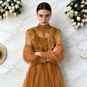 2026 Customizable Lavender Mesh Spring Hollow Out Eco-Friendly Casual V-neck Half Sleeve Women's Elegant A-Line Lace Dress - Product Image 3