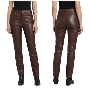 Vêtements de mode en gros pour femmes, grande taille, coupe droite, taille mi-haute, stretch, cuir, toile, respirant, écologique, coupe ajustée, style urbain - Product Image 1