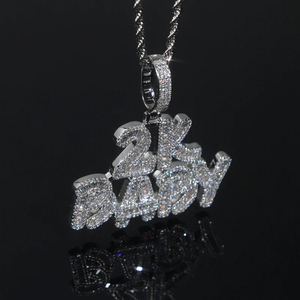 Dazzling 925 Sterling Silver VVS Clarity Leb Grown Diamond Pendant Unique Bold <b>Letter</b> Customized Fine Pendants - Product Image 5