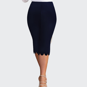 Women's Plus Size High Waist Solid Scallop Edge Capri Yoga <b>Leggings</b> Breathable Elegant Casual Stretchy Summer Spandex/Polyester - Product Image 1