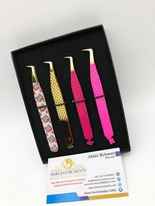 Ensemble de pinces à épiler d'extension de cils en fibre de précision Emballage de boîte de 4 pièces en acier inoxydable avec volume de cils durable à pointe pointue - Product Image 2