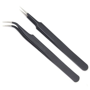 Private Label 90 Degree Stainless Steel Fiber Tip Tweezers Pink Volume Lash <b>Extensions</b> Eyelash <b>Extension</b> Tweezers - Product Image 1