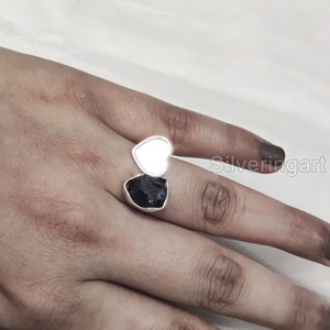 Nueva llegada, joyería de piedra áspera, anillo de mujer, piedra preciosa Natural cruda de amatista, piedra natal de febrero, piedra de corazón, anillo de Plata de Ley 925 - Product Image 4