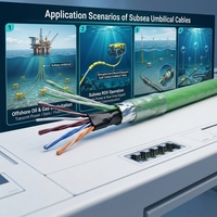Câble ombilical blindé en cuivre torsadé à paires torsadées, à flottabilité neutre, pour ROV, avec isolation PUR, pour applications sous-marines, faisant office de câble de liaison et de signal hybride (puissance et signal)