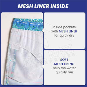 Venta al por mayor logotipo personalizado verano playa elástico traje de baño secado rápido hombres pantalones cortos de baño con bolsillo pantalones cortos de playa - Product Image 3