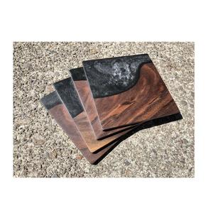 Sous-verre en bois et résine de dernière conception pour la cuisine et le dessus de table, sous-verre de tasse en bois fait à la main avec vernis pour la maison - Product Image 5