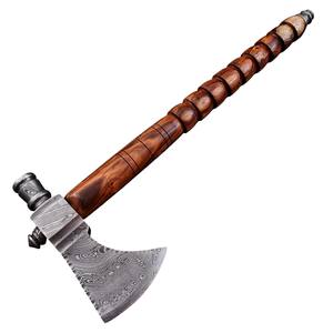 Hacha de Acero de Damasco Hecha a Mano Personalizada, Hacha Tomahawk Forjada de Alta Calidad con Mango de Madera de Palisandro Grabado a Mano - Product Image 1
