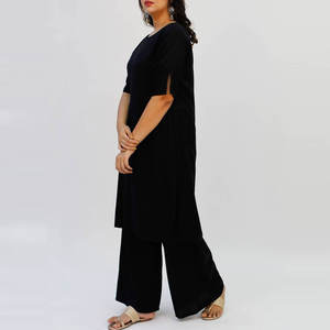 Styliste Punjabi en soie 100% de haute qualité Salwar Kameez Robe noire prête à l'emploi avec tarif de gros exclusif gris Dupatta - Product Image 3