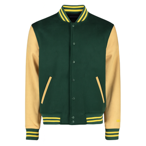 Chaqueta Universitaria Personalizada para Hombre, Cuerpo de Lana, Mangas de Cuero PU, Chaqueta Bomber de Béisbol Universitaria, Ropa de Calle, Bordado con Logotipo OEM - Product Image 1