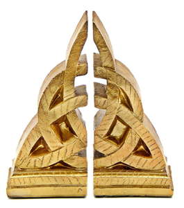 Sujetalibros de madera y mármol blanco con elegantes detalles en incrustaciones de oro. Disponible a precio de mayoreo. - Product Image 2