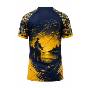 เสื้อเชิ้ตตกปลาผู้ชายสไตล์วินเทจ พิมพ์ลายด้วยความร้อน แห้งเร็ว ระบายอากาศได้ดี UPF 50 ลายปลาสีน้ำเงิน แขนสั้น เหมาะสำหรับกิจกรรมกลางแจ้ง - Product Image 6