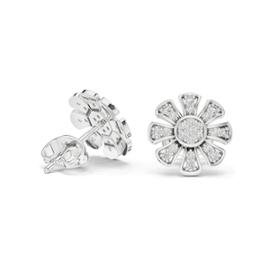 Boucles d'oreilles fleur en diamant de laboratoire 0,25 CT, clarté VVS-VS EF, or 18 carats, 14 carats, 10 carats et argent 925, or rose, or jaune, or blanc - Product Image 3