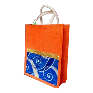 Sacs à provisions en Jute de haute qualité, Style personnalisé, motif de tissu, pièces de couleur, petite origine brute indienne - Product Image 6