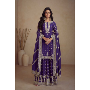 Fabricante de colecciones de trajes de desgaste festivo Heavy Real Chinon de diseñador exclusivo de lanzamiento por Royal Export en Surat Gujarat - Product Image 5