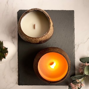 Jolies bougies pour la décoration de la maison, meilleur vendeur, vente en gros, écologique, petit bol en coquille de noix de coco, pots de bougies - Product Image 5