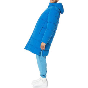 Chaqueta de lona acolchada larga con capucha para hombre personalizada con logotipo frontal abrigo de invierno con cremallera completa para estaciones frías - Product Image 6