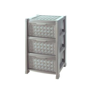 ARIANNA 3C Space-Saving Taupe Grey Plastic <b>Chest</b> of Drawers 39x39x63.5cm Clothes <b>Storage</b> Drawers for Bathroom Model 8025646908 - Product Image 1