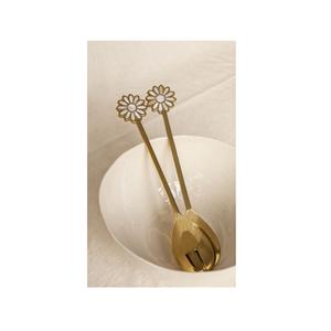 Paire de couverts à salade en laiton faits à la main avec une finition unique, idéale pour les repas traditionnels et à des fins décoratives - Product Image 5